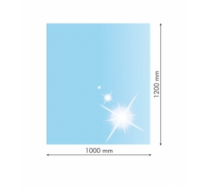 Sklo pod kachle obdĺžnik, 100x120cm, fazeta 20mm, hrúbka 8mm, kalené sklo
