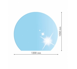 Sklo pod kachle poloblúk, 120x105cm, fazeta 20mm, hrúbka 8mm, kalené sklo