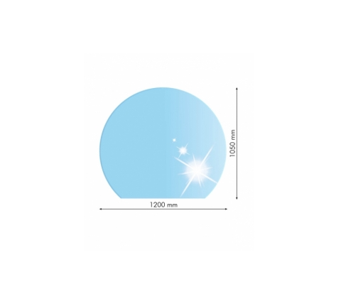 Sklo pod kachle poloblúk, 120x105cm, fazeta 20mm, hrúbka 8mm, kalené sklo