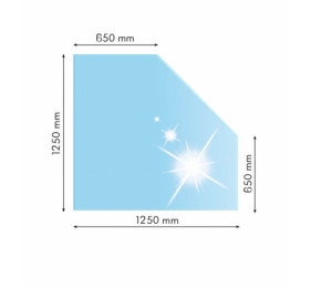 Sklo pod kachle skosený roh, 125x125cm, fazeta 20mm, hrúbka 8mm, kalené sklo